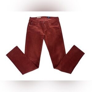 AG Adriano Goldschmied Women's 28 The Stevie Slim Straight Red Corduroy